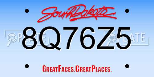 8Q76Z5 South Dakota License Plate