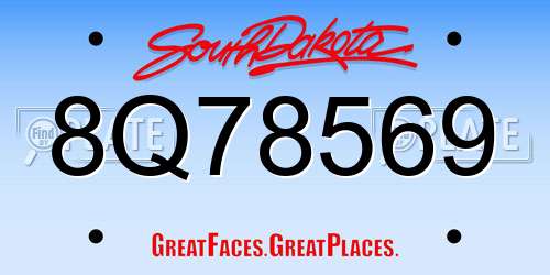 8Q78569 South Dakota License Plate