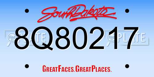8Q80217 South Dakota License Plate