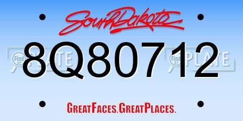 8Q80712 South Dakota License Plate