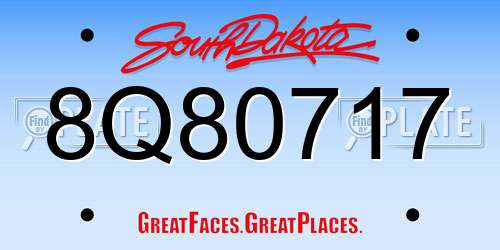 8Q80717 South Dakota License Plate