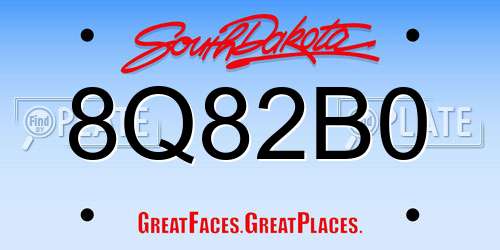 8Q82B0 South Dakota License Plate