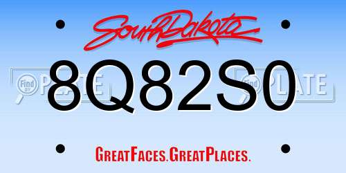 8Q82S0 South Dakota License Plate