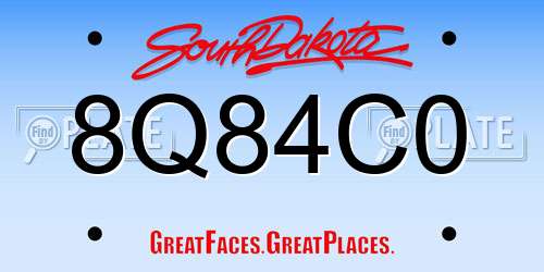 8Q84C0 South Dakota License Plate
