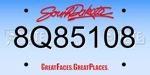 8Q85108 South Dakota License Plate