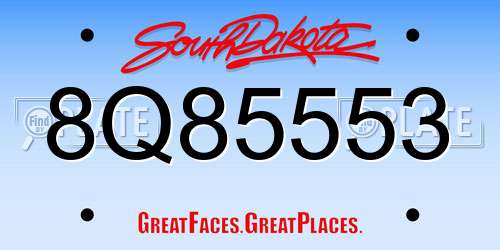 8Q85553 South Dakota License Plate