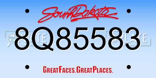 8Q85583 South Dakota License Plate