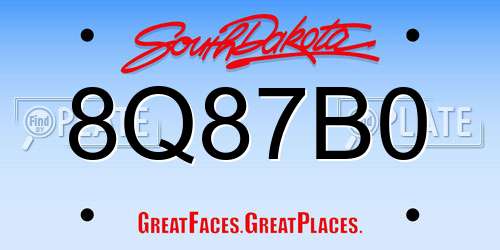 8Q87B0 South Dakota License Plate