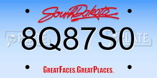 8Q87S0 South Dakota License Plate
