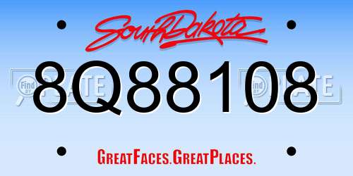 8Q88108 South Dakota License Plate