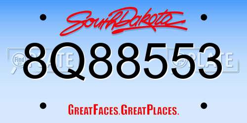 8Q88553 South Dakota License Plate