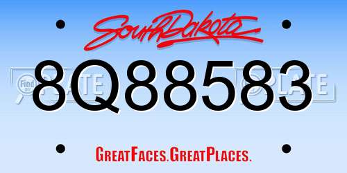 8Q88583 South Dakota License Plate
