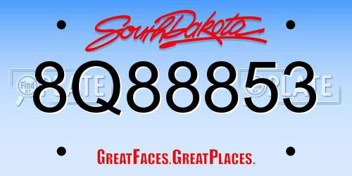 8Q88853 South Dakota License Plate