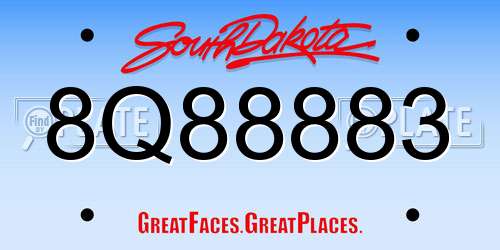8Q88883 South Dakota License Plate
