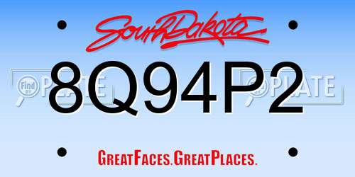 8Q94P2 South Dakota License Plate