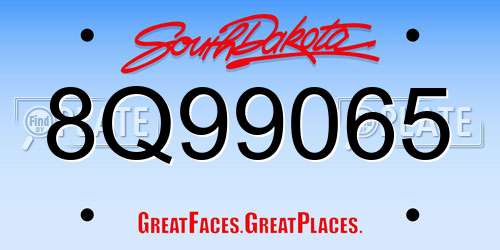 8Q99065 South Dakota License Plate