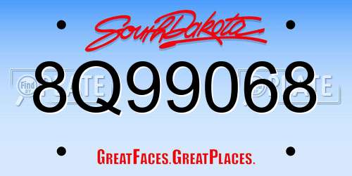 8Q99068 South Dakota License Plate