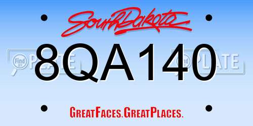8QA140 South Dakota License Plate