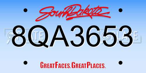 8QA3653 South Dakota License Plate