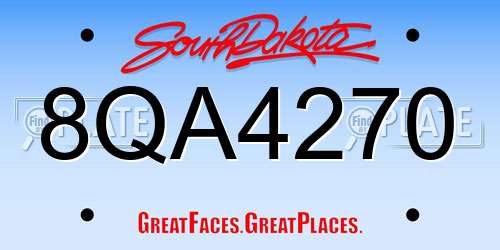 8QA4270 South Dakota License Plate