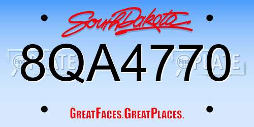 8QA4770 South Dakota License Plate