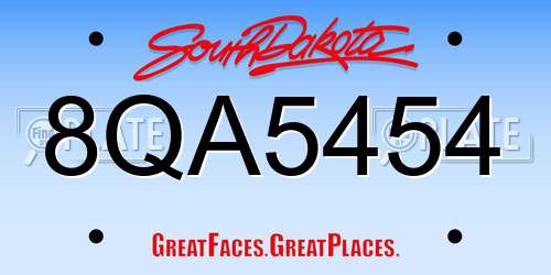 8QA5454 South Dakota License Plate