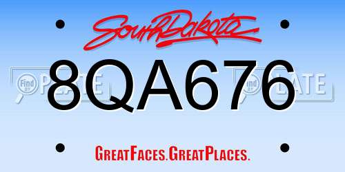 8QA676 South Dakota License Plate