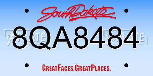 8QA8484 South Dakota License Plate
