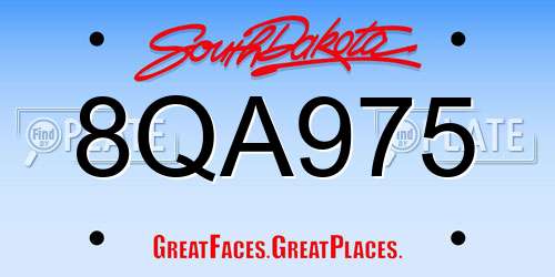 8QA975 South Dakota License Plate