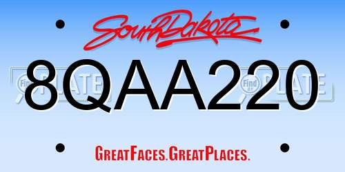 8QAA220 South Dakota License Plate