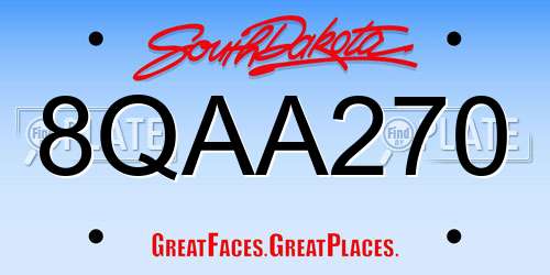 8QAA270 South Dakota License Plate
