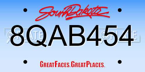 8QAB454 South Dakota License Plate