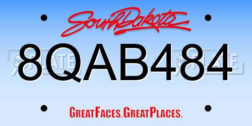 8QAB484 South Dakota License Plate