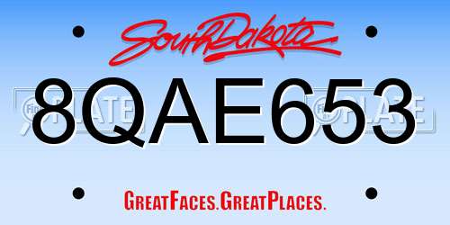8QAE653 South Dakota License Plate