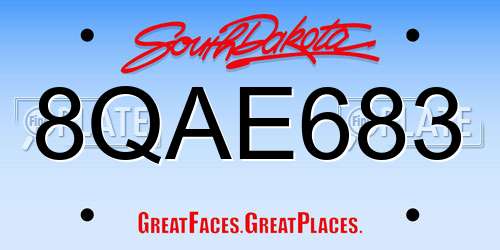 8QAE683 South Dakota License Plate