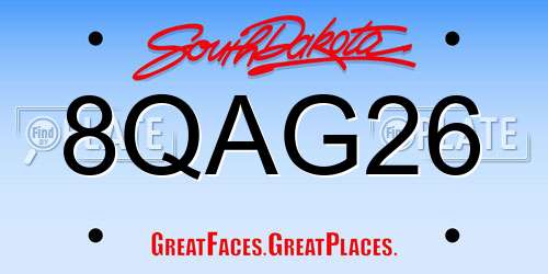 8QAG26 South Dakota License Plate