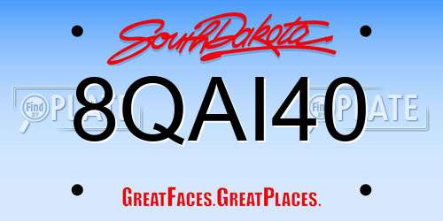 8QAI40 South Dakota License Plate