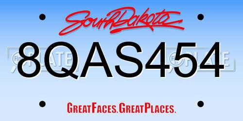 8QAS454 South Dakota License Plate