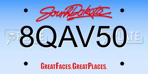 8QAV50 South Dakota License Plate