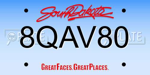 8QAV80 South Dakota License Plate