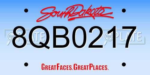 8QB0217 South Dakota License Plate