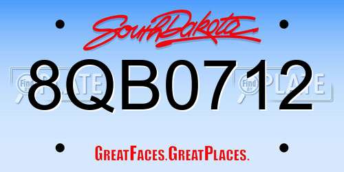 8QB0712 South Dakota License Plate