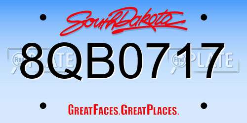 8QB0717 South Dakota License Plate