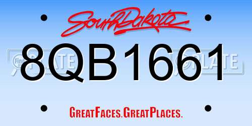 8QB1661 South Dakota License Plate