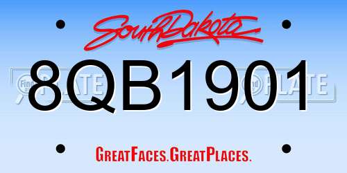 8QB1901 South Dakota License Plate