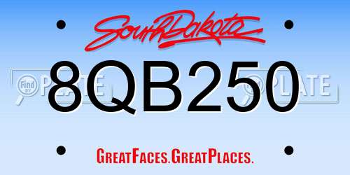 8QB250 South Dakota License Plate