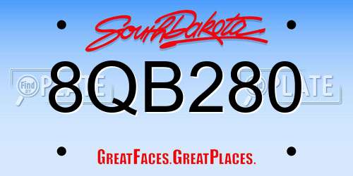 8QB280 South Dakota License Plate