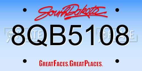 8QB5108 South Dakota License Plate