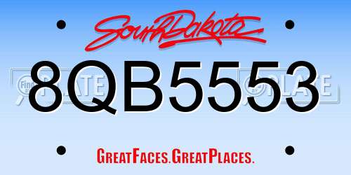 8QB5553 South Dakota License Plate