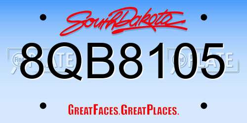 8QB8105 South Dakota License Plate